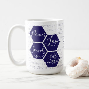 Moderne Schrift POWER LOVE SOUND MIND Christlich Kaffeetasse