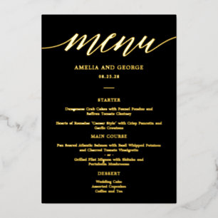 Moderne Schrift REAL FOIL Elegante Menükarte Folieneinladung