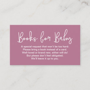Moderne Schrift rosa Baby Shower Buchwunsch-Karte Begleitkarte