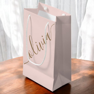 Moderne Schrift Rosa Gold Minimalistisch Elegant Kleine Geschenktüte