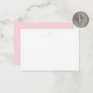 Moderne Schrift Rosa Herzrand-Monogramm-Notizkarte Mitteilungskarte