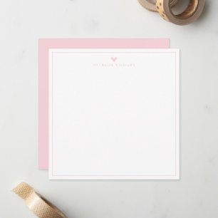 Moderne Schrift Rosa Herzrand-Monogramm-Notizkarte Mitteilungskarte