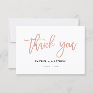 Moderne Schrift Rose Gold Glam Flache Dankeskarten Dankeskarte