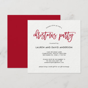 Moderne Schrift Rotes und weißes WeihnachtsParty Einladung
