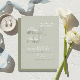 Moderne Schrift Sage Grün Formale Hochzeit Folieneinladung