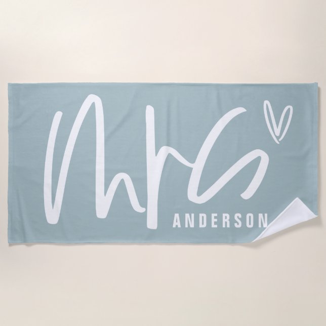 Moderne Schrift schreiben MRS. Hochzeitsgeschenk Strandtuch (Vorderseite)