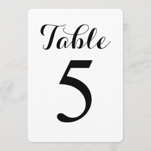 Moderne Schrift Tabelle 5 Tischnummernkarte Einladung