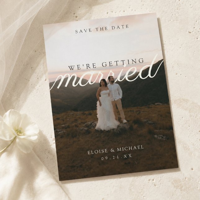 Moderne Schrift-Typografie-Foto  Save The Date (Modern Script Typography Photo Save The Date)
