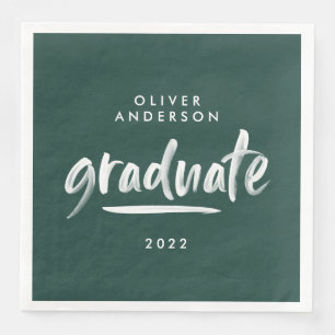 Moderne Schrift Typografie grüne Graduierungsparty Serviette