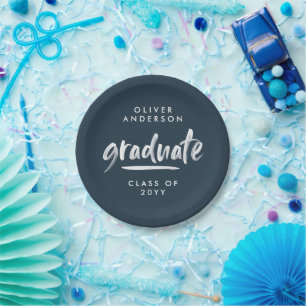 Moderne Schrift-Typografie marineblaue Abschlusskl Pappteller