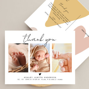 Moderne Schriftart Danke 3 Fotos Babyparty Postkarte