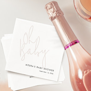 Moderne Schriftart Dusty Pink Oh Baby Shower Serviette