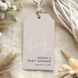 Moderne Schriftart Dusty Pink Thank You Baby Showe Geschenkanhänger