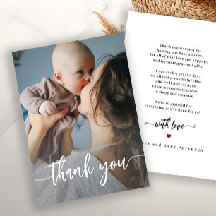 Moderne Schriftart-Foto-Baby-Party Dankeskarte