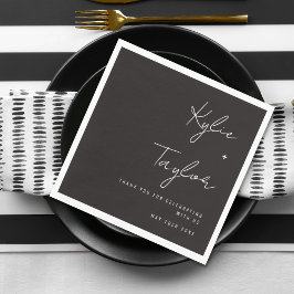 Moderne Schriftart Mute Black Paares Namen Hochzei Serviette