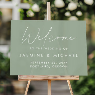 Moderne Schriftart Sage Green Hochzeitsbegrüßung Acrylschild