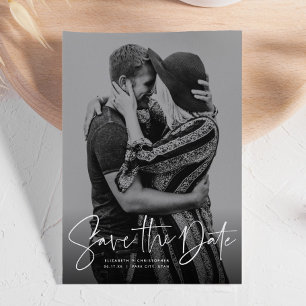 Moderne Schriftart vertikales Foto Save-the-Date Save The Date