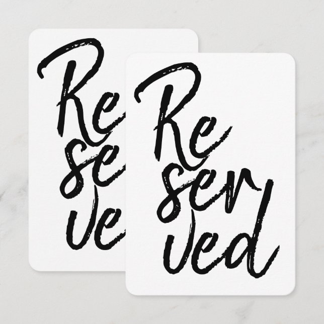 Moderne Schriftart vorbehalten Grafik Typografie S Einladung (Vorne/Hinten)