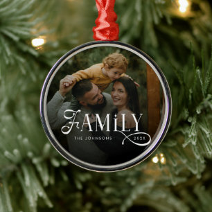 Moderne Schriftfamilie Benutzerdefinierter Foto-Na Ornament Aus Metall