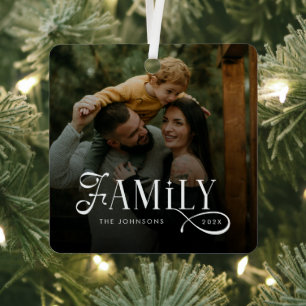 Moderne Schriftfamilie Benutzerdefinierter Foto-Na Ornament Aus Metall