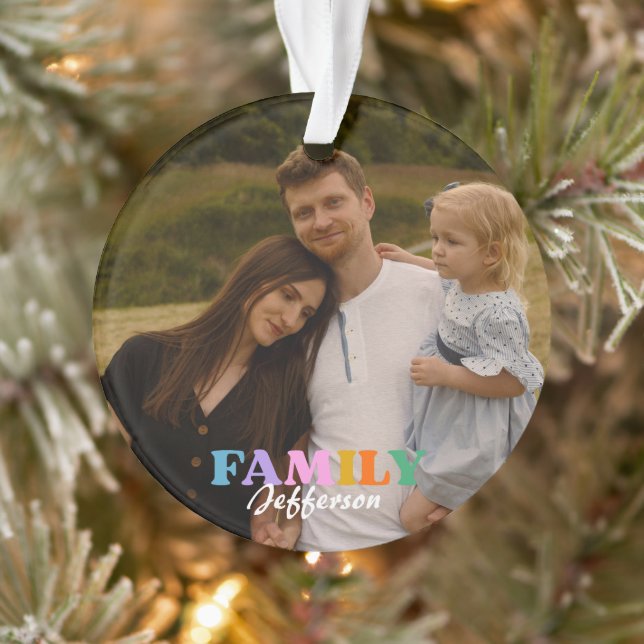 Moderne Schrifttypografie Foto-Minimalfamilie Ornament (Baum)