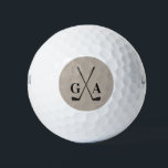 Moderne Schriftzeichen von Golf monogram elegant Golfball<br><div class="desc">Golf moderne Typografie Initialen monogramm einfache elegante beige und schwarz Design.</div>