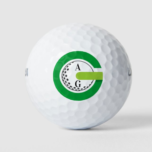 Moderne Schriftzeichen von Golf monogram elegant Golfball (Vorderseite)