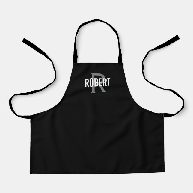Moderne Schürze für schwarz-graue Monogramm (Vorderseite)