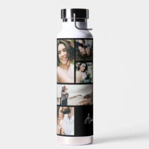 Moderne Schwarz 10 Foto personalisiert elegante Trinkflasche