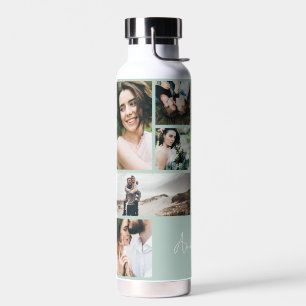 Moderne Schwarz 10 Foto personalisiert elegante Trinkflasche