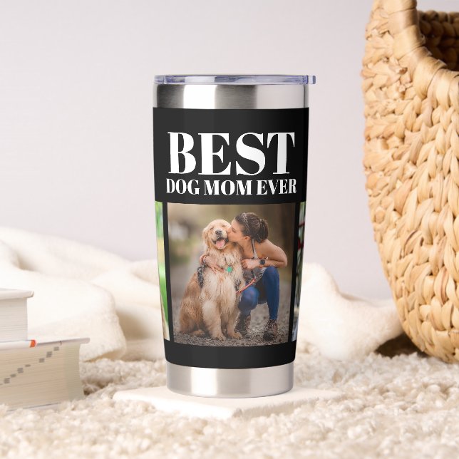 Moderne Schwarz Beste Mama je 3 FotoCollage Thermobecher (Wohnzimmer)