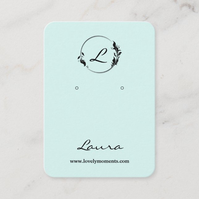 Moderne Schwarz/Blau-Ohrring-Display-Karte Visitenkarte (Vorderseite)