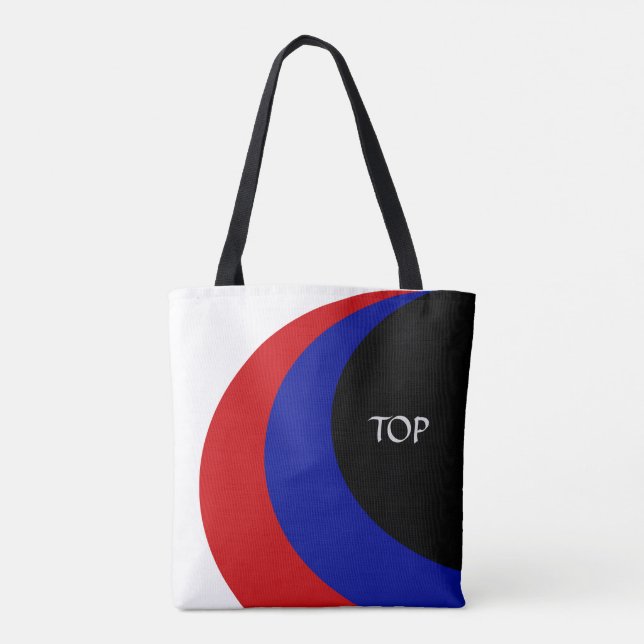 Moderne, schwarz-blaue, weiße Wellen Tasche (Rückseite)