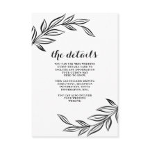 Moderne Schwarz-Botanische Hochzeitskarte