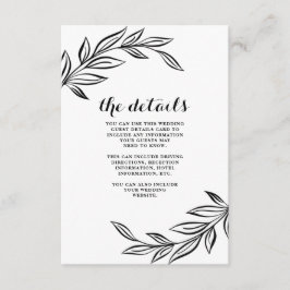 Moderne Schwarz-Botanische Hochzeitskarte Begleitkarte