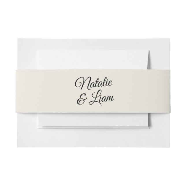 Moderne Schwarz & Creamy Retro Whimsical Wedding Einladungsbanderole (Vorderseite Beispiel)
