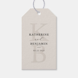 Moderne Schwarz-Elfenbein-Monogramm-Minimalistisch Geschenkanhänger