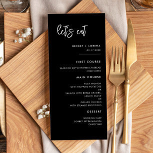 Moderne Schwarz essen Hochzeit Menükarte