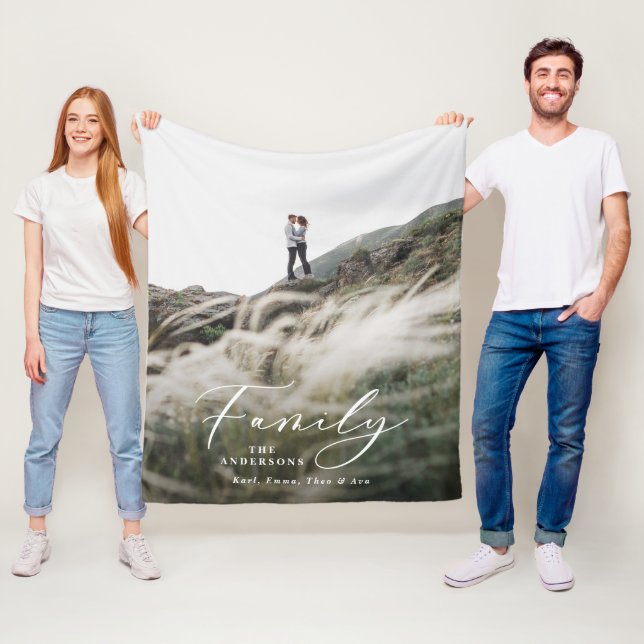 Moderne Schwarz-Foto-Drehbuchfamilie Fleecedecke (Beispiel)