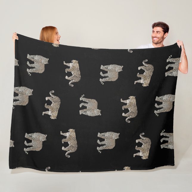 Moderne Schwarz-Glattleopard-Jungtiere Fleecedecke (Beispiel)