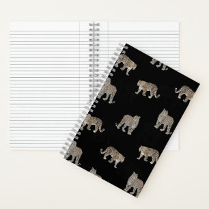 Moderne Schwarz-Glattleopard-Jungtiere Notizbuch