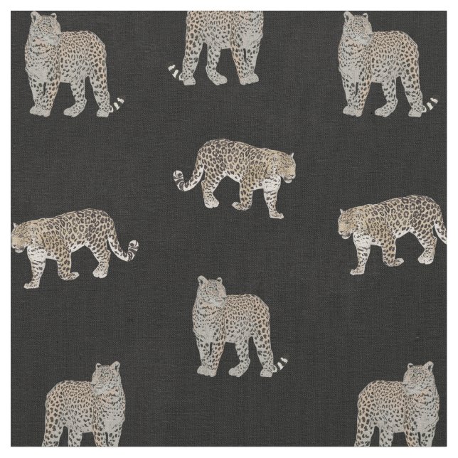 Moderne Schwarz-Glattleopard-Jungtiere Stoff (Nahaufnahme)