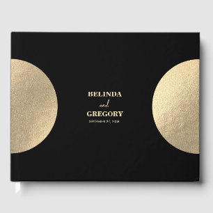 Moderne Schwarz/Gold Abstrakte Hochzeit Gästebuch