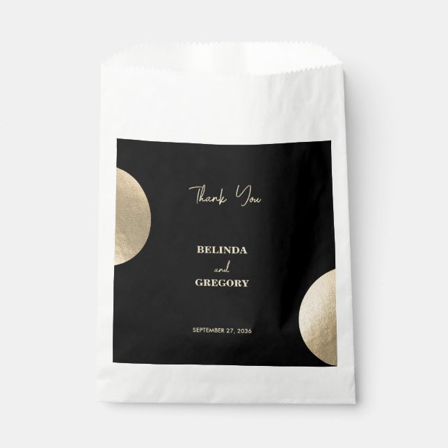 Moderne Schwarz/Gold Abstrakte Hochzeit Geschenktütchen (Vorderseite)