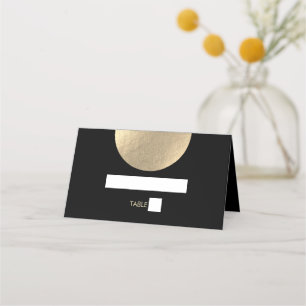 Moderne Schwarz/Gold Abstrakte Hochzeit Platzkarte