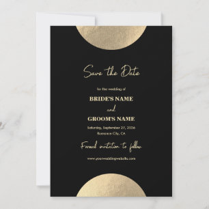 Moderne Schwarz/Gold Abstrakte Hochzeit Save The Date