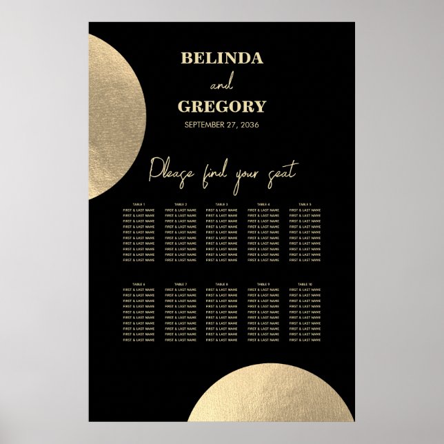 Moderne Schwarz/Gold Abstrakte Hochzeitsstift Poster (Vorne)