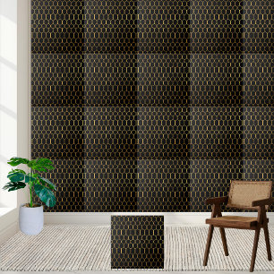 Moderne Schwarz-Gold-Dekorationstrasse Fliese