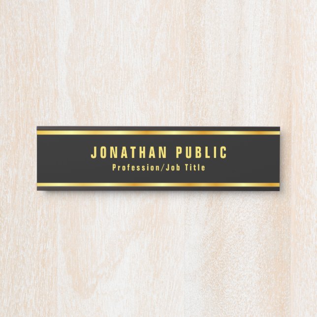 Moderne Schwarz-Gold-Elegante nach Maß Türschild (Vorderseite )