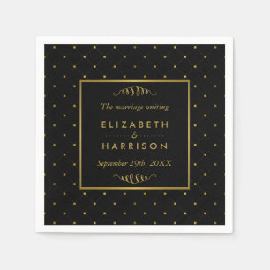 Moderne Schwarz-Gold-Foil-Effekt Hochzeit Serviette